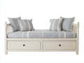 Schlafsofa Holzrahmen 205x95x95 cm - Cremeweiß-Blau-Weiß - für Wohnzimmer und Gästezimmer - Tagesbett Design mit 2 Schubladen
