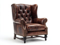 Sessel Kunstleder 90x95x112 cm - Dunkelbraun - Chesterfield Ohrensessel mit Ziernägeln