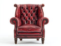 Sessel Lederoptik 96x90x108 cm - Rot und Dunkelbraun - klassischer Chesterfield Ohrensessel