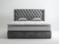 Doppelbett Stoff gepolstert 200x180x115 cm - Grau - gestepptes Kopfteil für Schlafzimmer