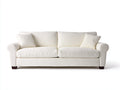 Zweisitzer Sofa Stoffbezug 185x90x86 cm - Cremeweiß-Dunkelbraun - für Wohnzimmer - klassisches Design mit gerollten Armlehnen