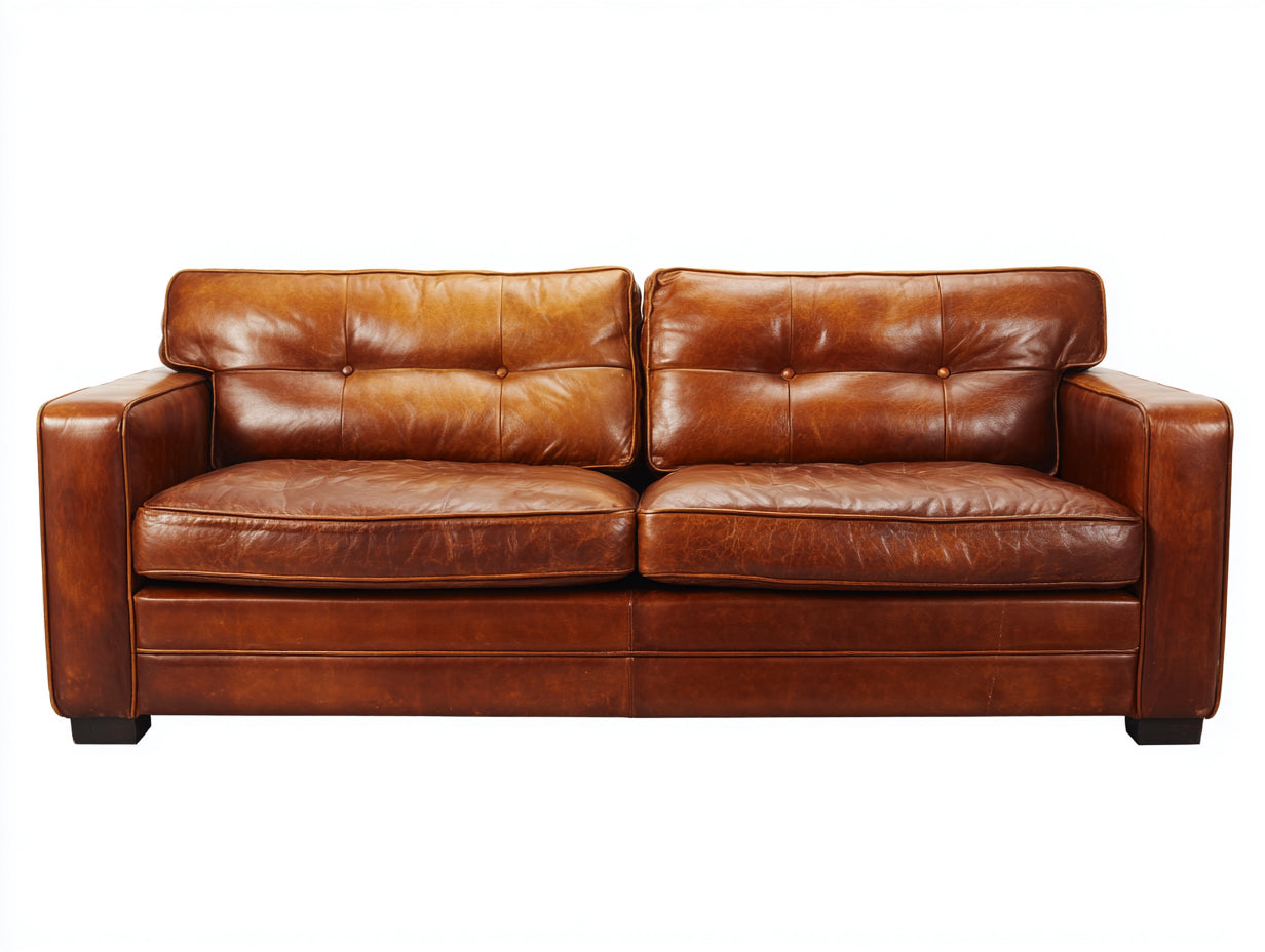 Zweisitzer Sofa aus Leder 205 x 92 x 86 cm - Cognacbraun - Vintage Sofa für das Wohnzimmer