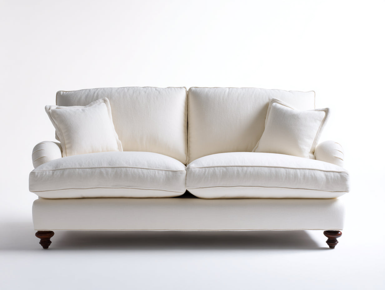 Zweisitzer Sofa Stoff gepolstert 190x90x82 cm - Cremeweiß - klassisches Design für Wohnzimmer