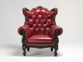 Sessel Kunstlederbezug und Holzrahmen 95x90x115 cm - Rot-Schwarz - für Wohnzimmer - Barock Design mit Knopfheftung