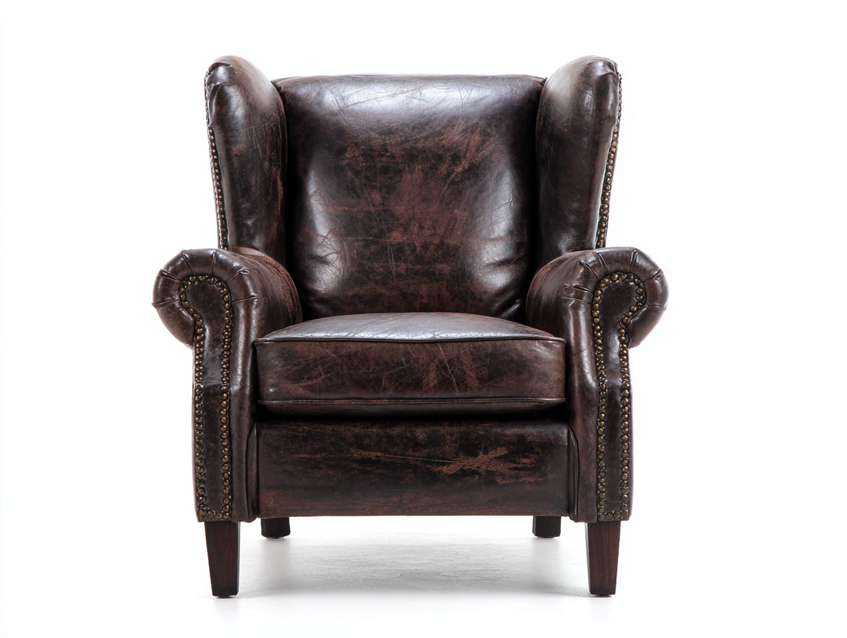 Sessel Kunstleder gepolstert 92x88x105 cm - Dunkelbraun - klassisches Design für Wohnzimmer