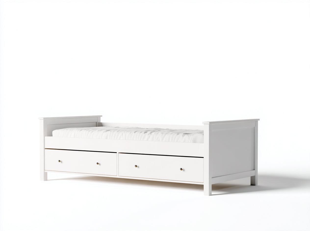 Schlafsofa Holzwerkstoff 203x98x82 cm Weiß für Gästezimmer - Modernes Design mit 2 Schubladen