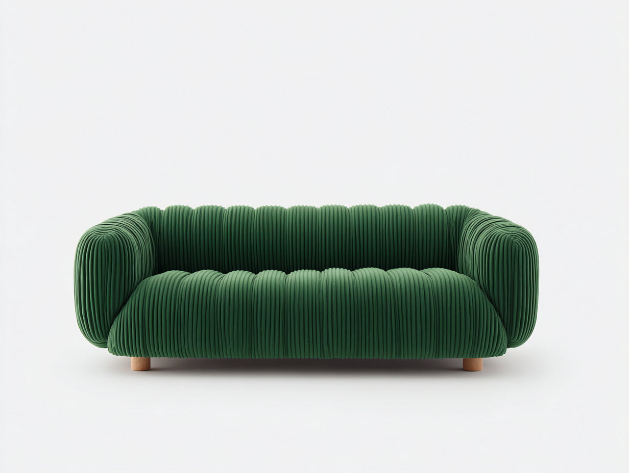 Zweisitzer Sofa aus Cordstoff 198 x 94 x 78 cm - Dunkelgrün - Modernes Rundsofa für das Wohnzimmer
