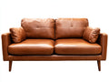 Zweisitzer Sofa Kunstleder gepolstert 210x90x84 cm - Cognacbraun - modernes Design für Wohnzimmer