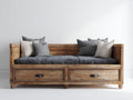 Schlafsofa Holz 205x90x86 cm - Braun-Dunkelgrau - mit 2 Schubladen im Landhausstil