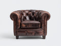 Sessel Kunstleder gepolstert 110x90x76 cm - Dunkelbraun - Chesterfield Design für Wohnzimmer