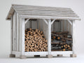 Kaminholzregal aus Holz 220 x 85 x 190 cm - Weiß - Überdachtes Brennholzregal mit zwei Fächern für den Außenbereich