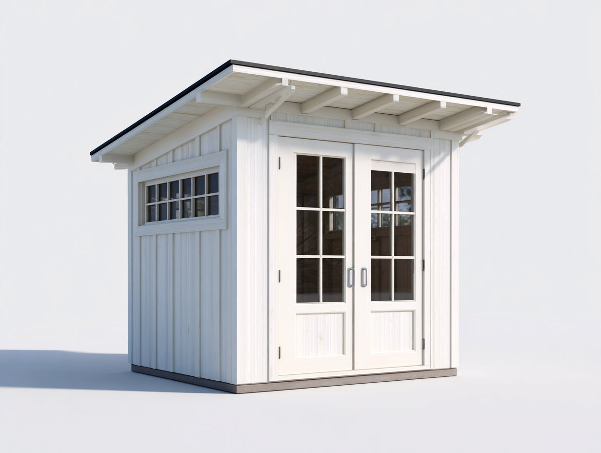 Gartenhäuser aus Holz 240 x 200 x 230 cm - Weiß - Modernes Gartenhaus mit Doppeltür und Seitenfenster
