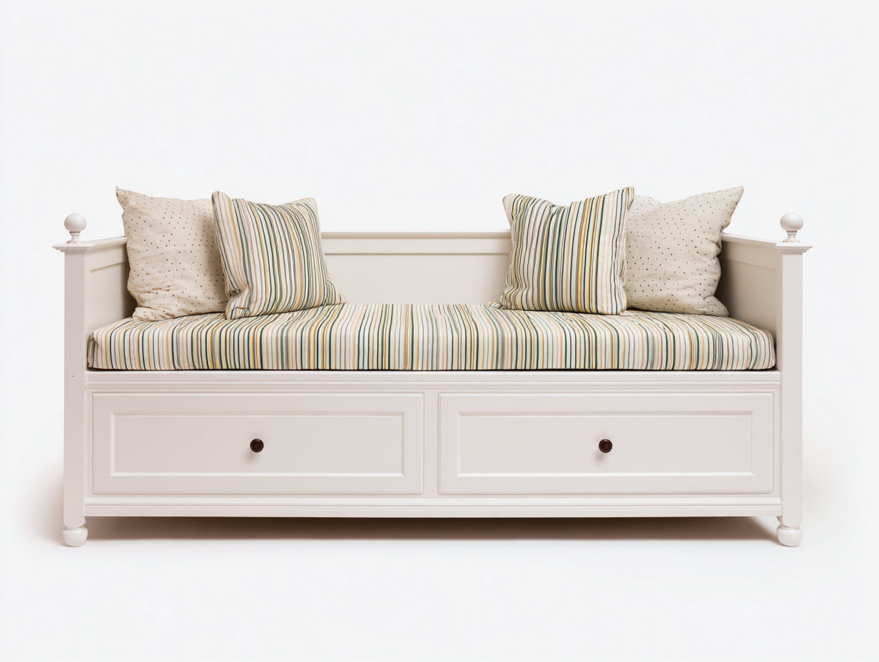Schlafsofa Holzwerkstoff 200x90x85 cm - Weiß - mit 2 Schubladen für Gästezimmer