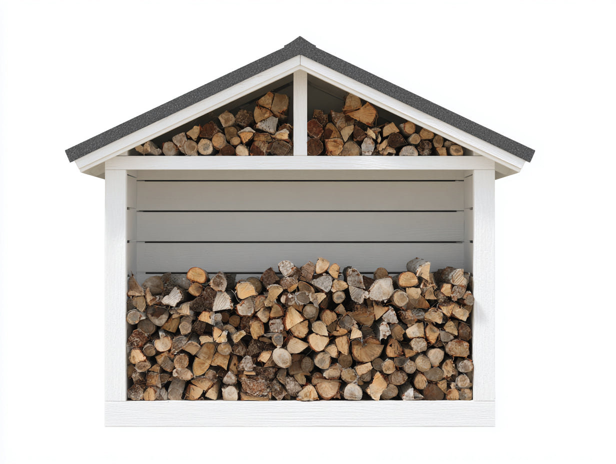 Kaminholzregal aus Holz 210 x 80 x 190 cm - Weiß-Anthrazit - Überdachtes Brennholzregal mit zusätzlichem Dachfach für den Außenbereich