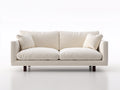 Zweisitzer Sofa Stoff 200x90x82 cm - Cremeweiß-Dunkelbraun - modernes Sofa mit Holzbeinen
