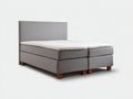 Doppelbett Stoffbezug 210x180x105 cm - Grau-Weiß-Naturholz - für Schlafzimmer - Boxspring Optik mit gepolstertem Kopfteil