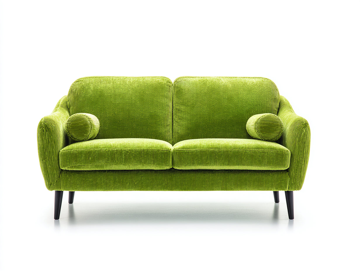 Zweisitzer Sofa Cordstoff 170x88x82 cm - Grün-Schwarz - modernes Sofa mit abgerundeten Armlehnen