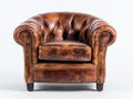 Sessel Lederoptik 92x86x78 cm Cognacbraun für Wohnzimmer - Chesterfield Design mit Ziernägeln