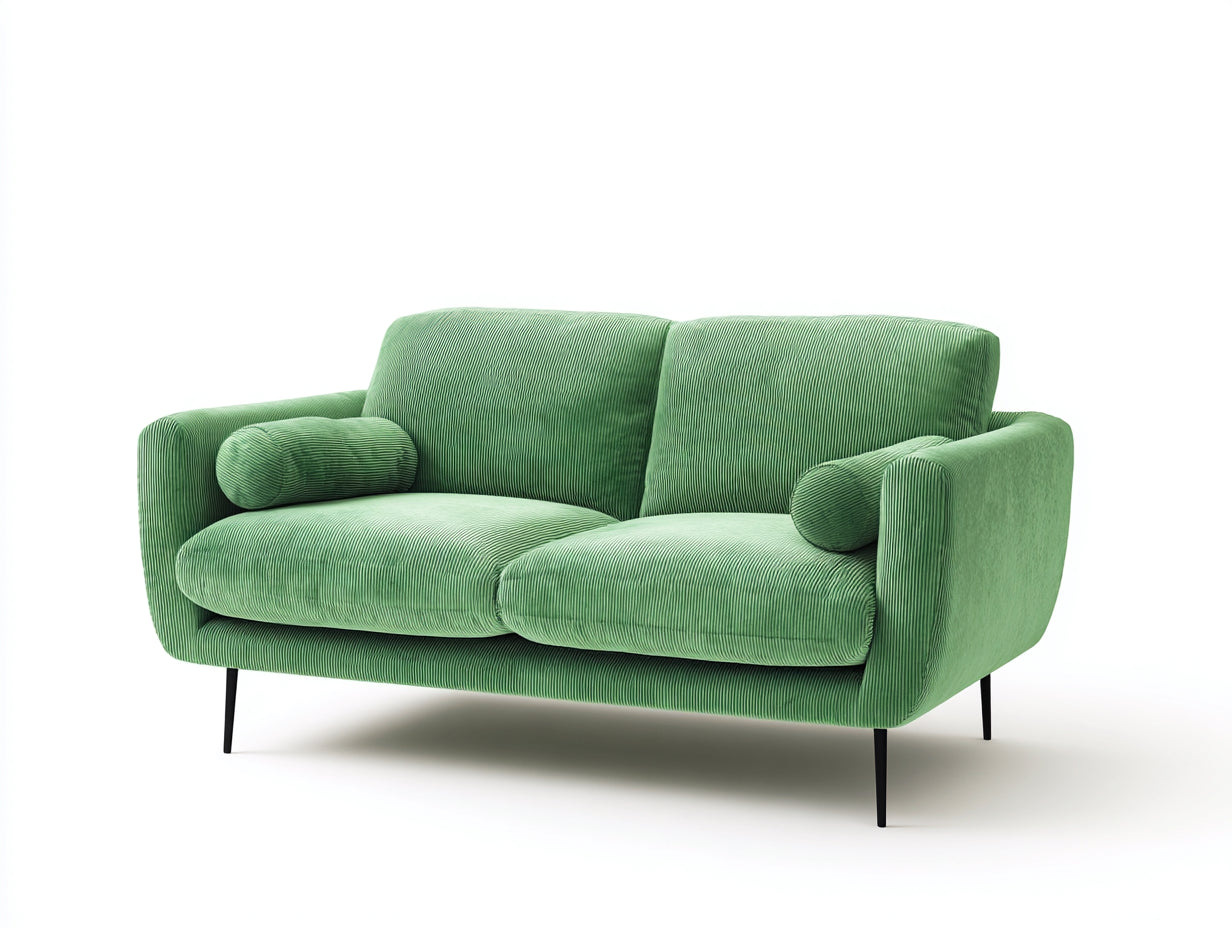 Zweisitzer Sofa Cordbezug 175x88x78 cm - Hellgrün-Schwarz - für Wohnzimmer - modernes Design mit Metallbeinen
