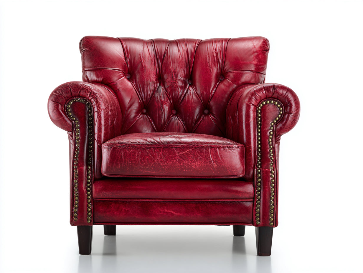 Sessel Kunstleder gepolstert 88x86x92 cm - Bordeauxrot - Chesterfield Design für Wohnzimmer