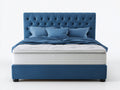Doppelbett Polsterbett 210x190x120 cm - Blau - mit gestepptem Chesterfield Kopfteil