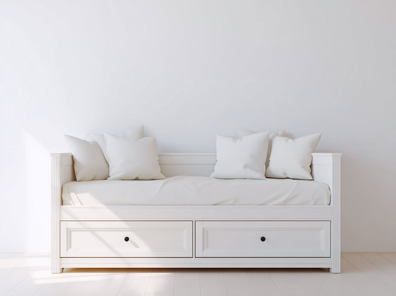 Schlafsofa Holzwerkstoff 205x92x82 cm - Weiß - mit 2 Schubladen für Gästezimmer