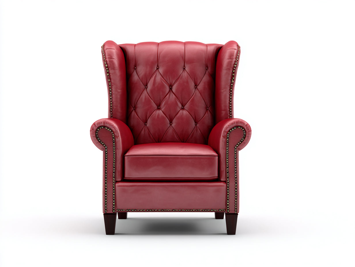 Sessel aus Kunstleder 82 x 88 x 110 cm - Rot - Chesterfield Ohrensessel für das Wohnzimmer